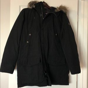 Men’s Black Michael Kors Parka + Faux Fur Trim